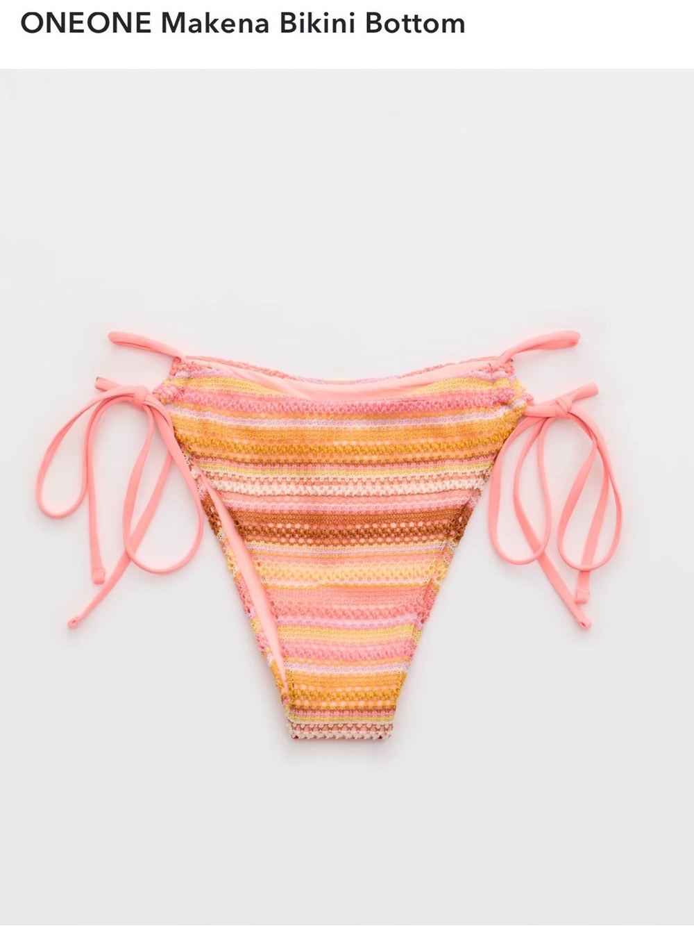 ONEONE SWIM | Makena Crochet Stripe Tie-Side Bikini Bottom | Size: M